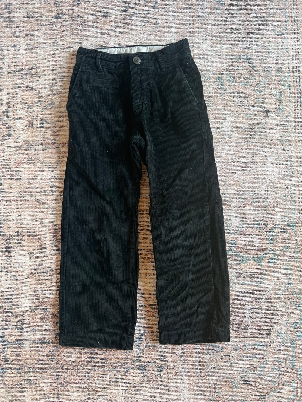 GAP Black Wide Wale Corduroy Kids Straight Pants size 6 slim